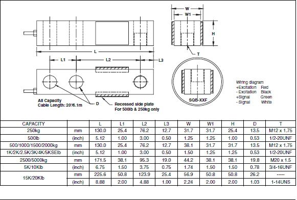 SQB-2t,SQB-2t稱重傳感器技術(shù)圖